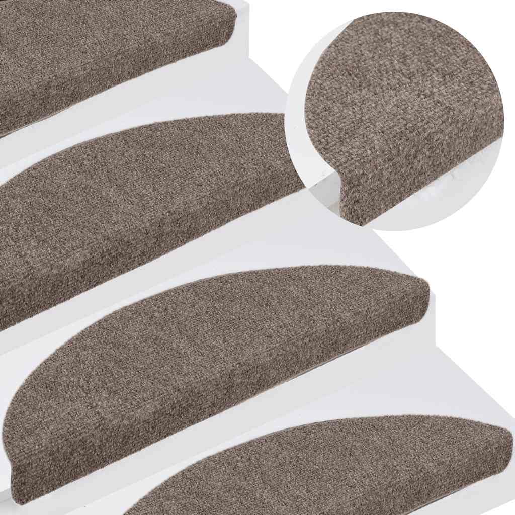 Stair Mats Self-adhesive 15 pcs 56x17x3 cm Beige Half Round
