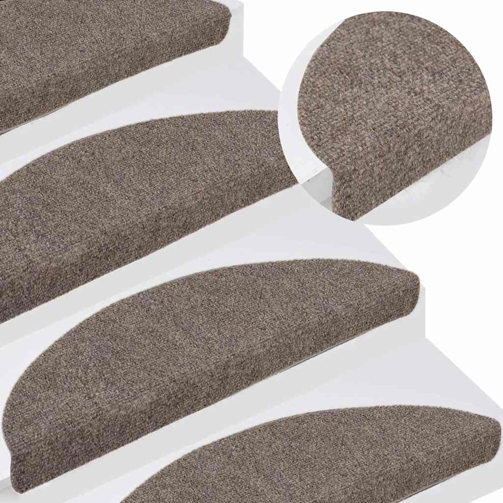 Stair Mats Self-adhesive 15 pcs 65x21x4 cm Beige Half Round Large