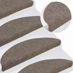 Stair Mats Self-adhesive 15 pcs 65x21x4 cm Beige Half Round Large