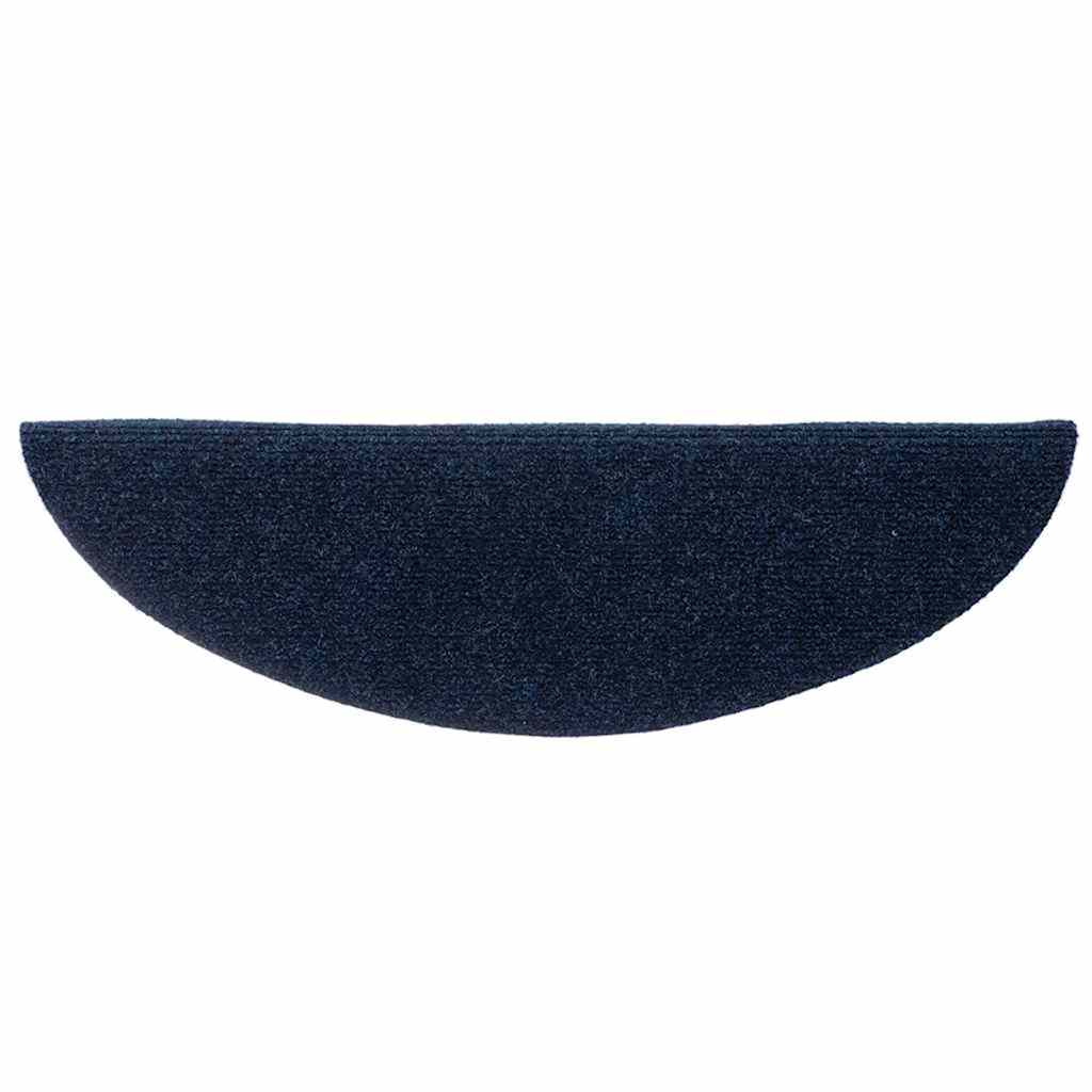 Stair Mats Self-adhesive 15 pcs 56x17x3 cm Navy Half Round