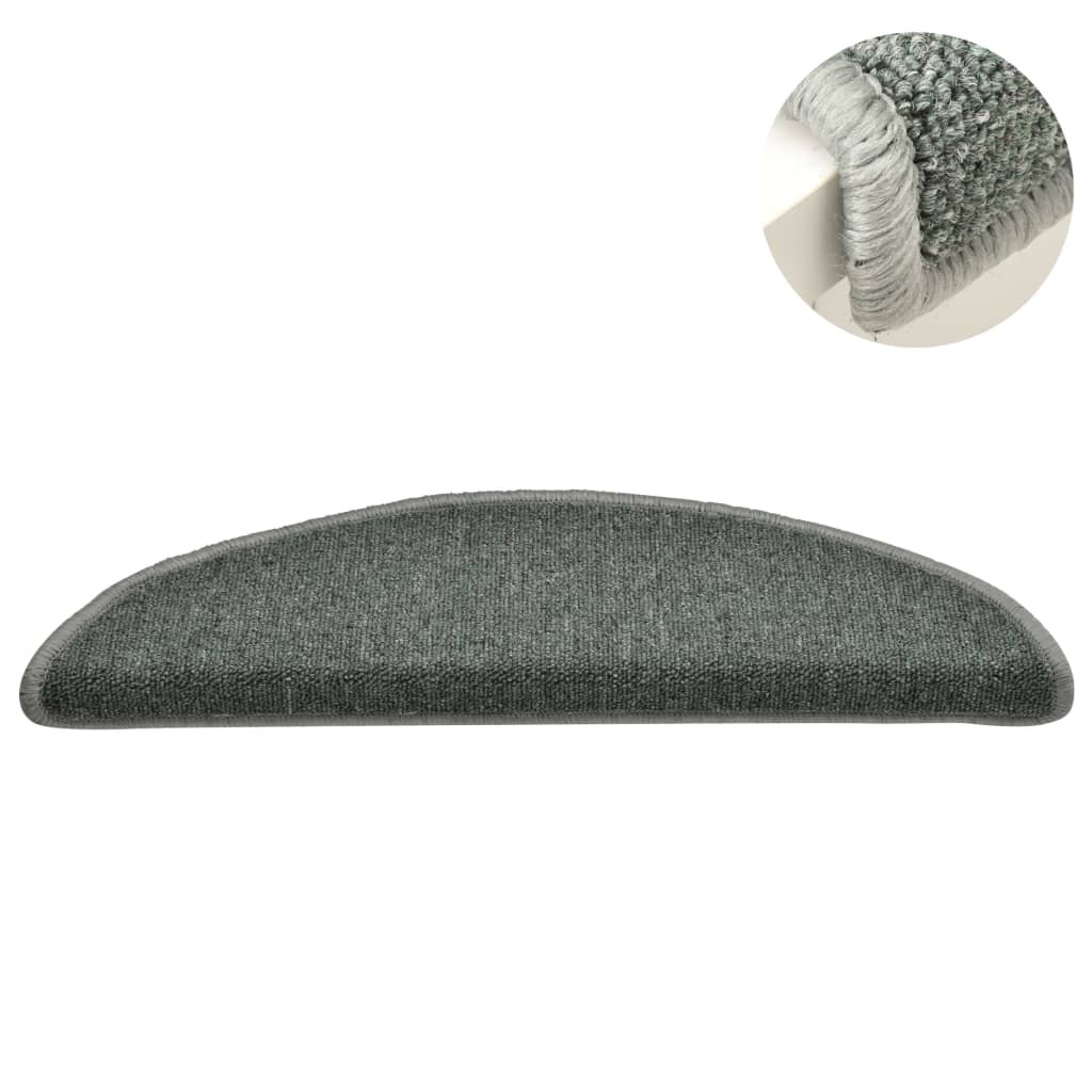 Stair Mats 15 pcs 56x17x3 cm Dark Green Half Round
