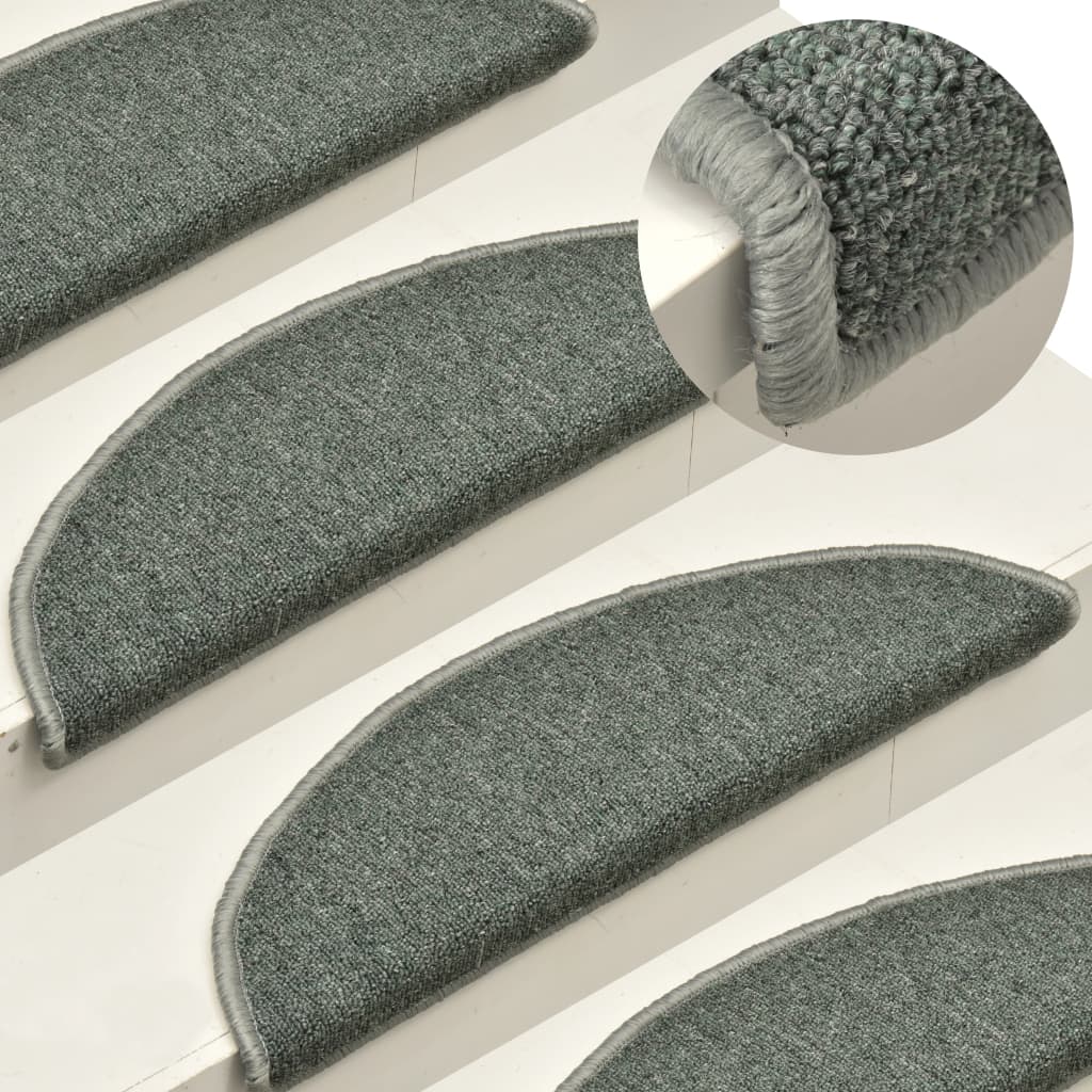 Stair Mats 15 pcs 56x17x3 cm Dark Green Half Round