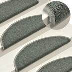 Stair Mats 15 pcs 56x17x3 cm Dark Green Half Round
