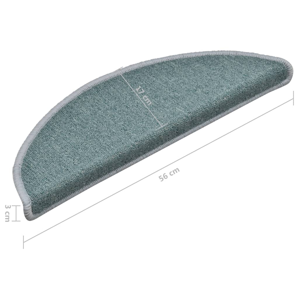 Stair Mats 15 pcs 56x17x3 cm Sea Blue Half Round