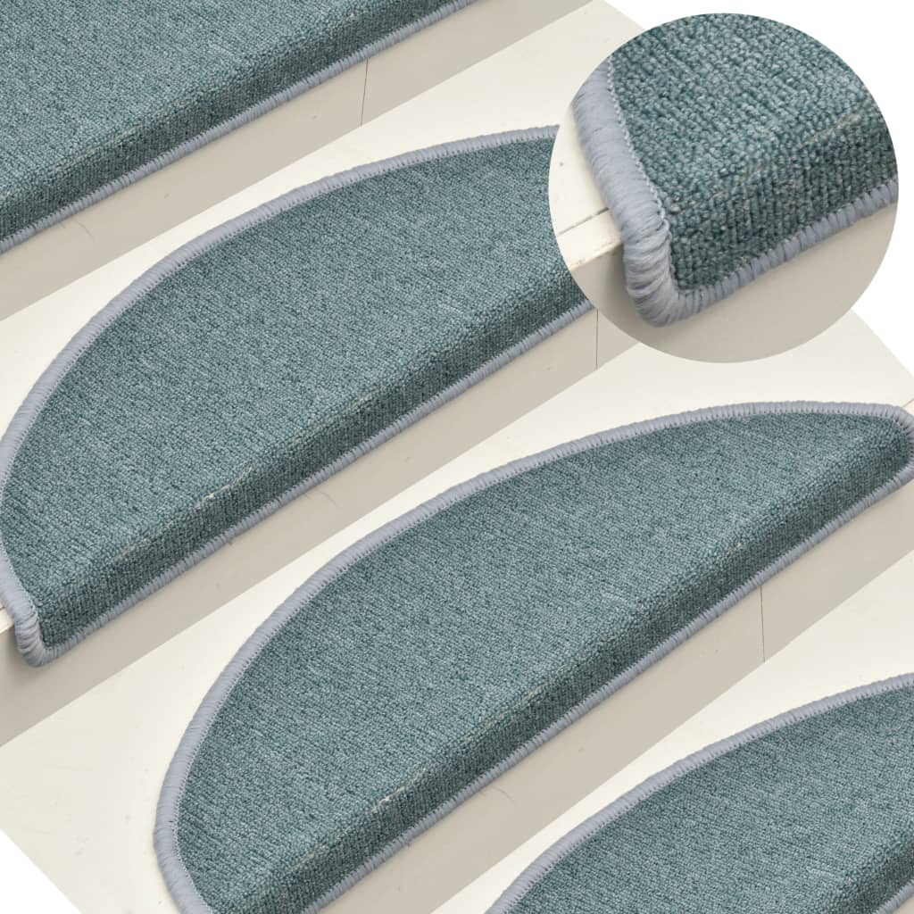 Stair Mats 15 pcs 56x17x3 cm Sea Blue Half Round