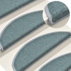 Stair Mats 15 pcs 56x17x3 cm Sea Blue Half Round