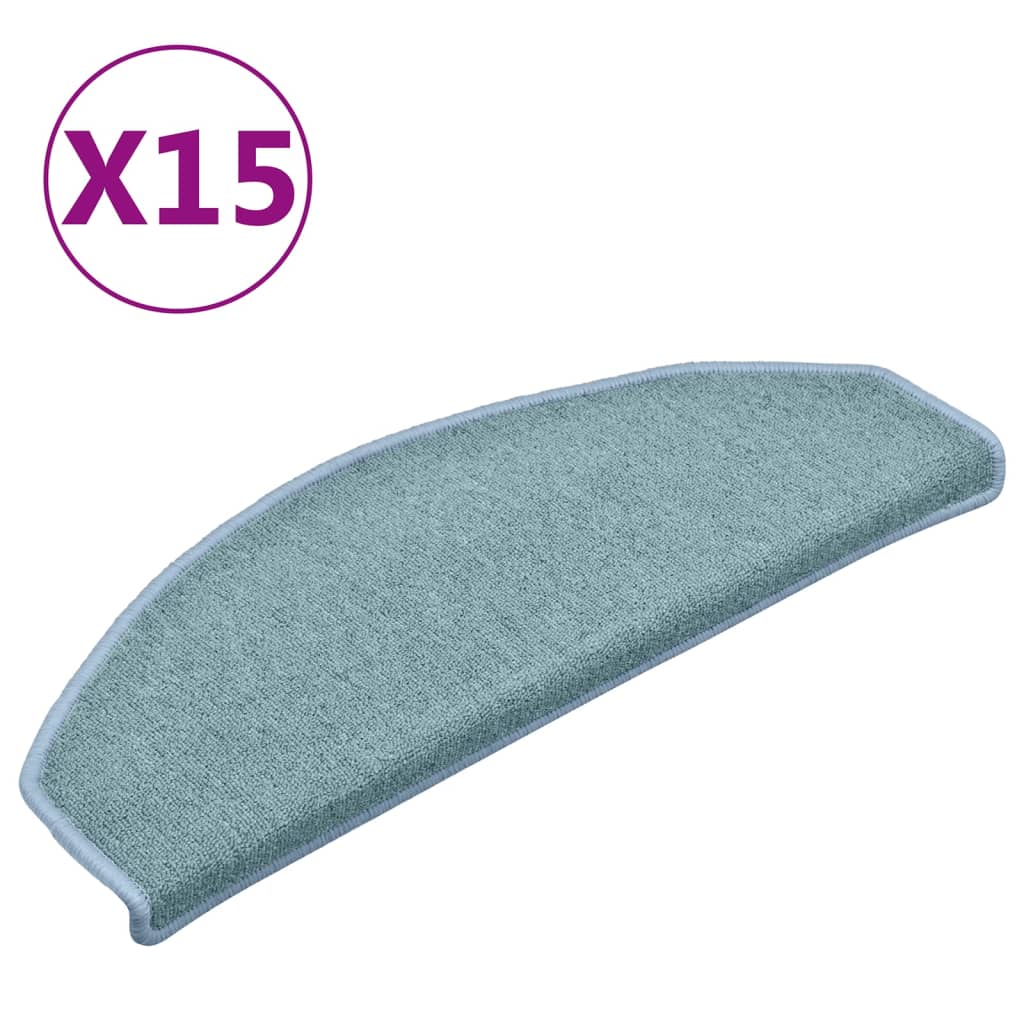 Stair Mats 15 pcs 65x24x4 cm Sea Blue Half Round Large