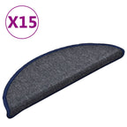 Stair Mats 15 pcs 56x17x3 cm Dark Grey and Blue Half Round