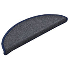Stair Mats 15 pcs 56x17x3 cm Dark Grey and Blue Half Round