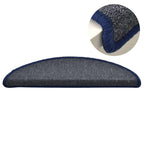 Stair Mats 15 pcs 56x17x3 cm Dark Grey and Blue Half Round