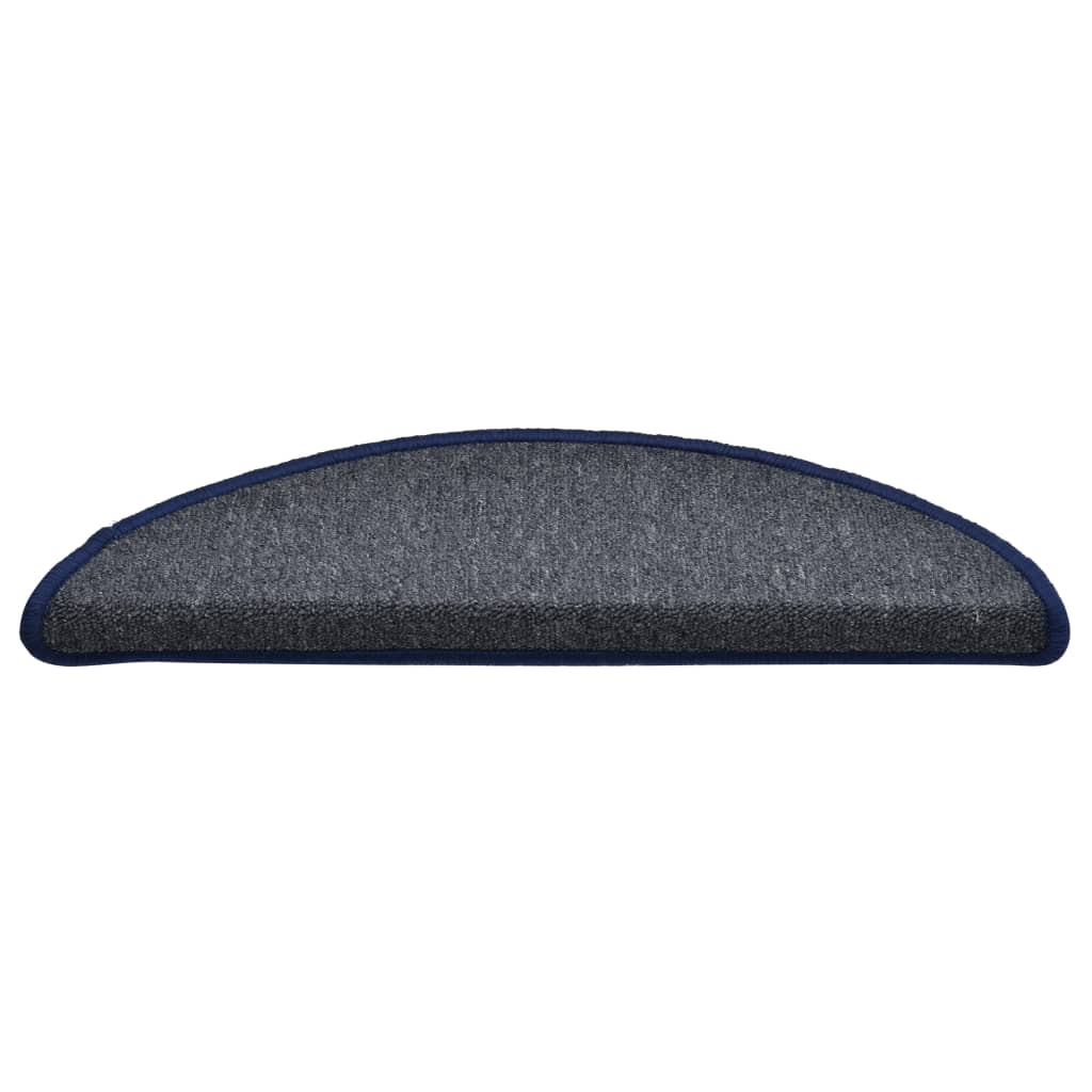Stair Mats 15 pcs 56x17x3 cm Dark Grey and Blue Half Round