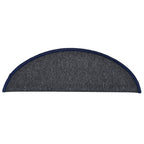 Stair Mats 15 pcs 56x17x3 cm Dark Grey and Blue Half Round