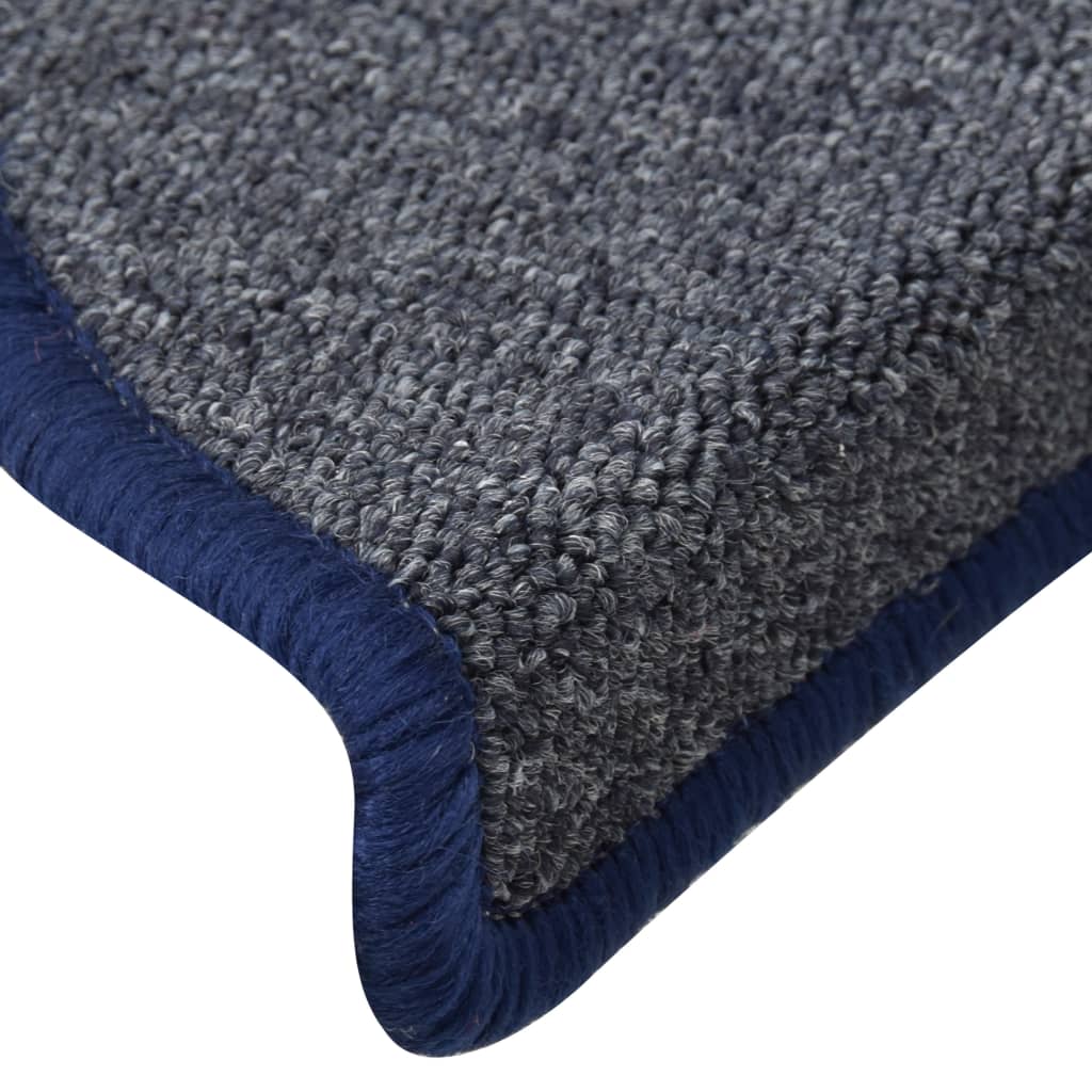 Stair Mats 15 pcs 56x17x3 cm Dark Grey and Blue Half Round