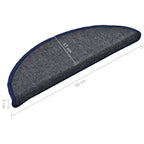 Stair Mats 15 pcs 56x17x3 cm Dark Grey and Blue Half Round