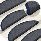 Stair Mats 15 pcs 56x17x3 cm Dark Grey and Blue Half Round