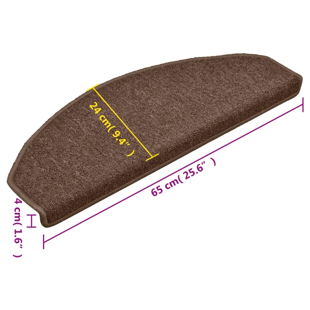 Stair Mats 15 pcs 65x24x4 cm Brown Half Round Large