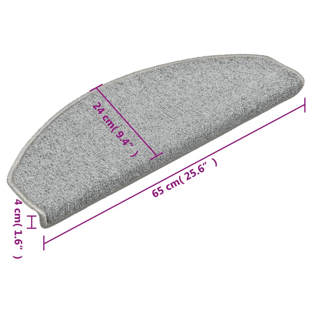 Stair Mats 15 pcs 65x24x4 cm Light Grey Half Round Large