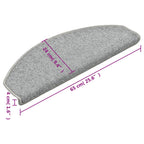 Stair Mats 15 pcs 65x24x4 cm Light Grey Half Round Large