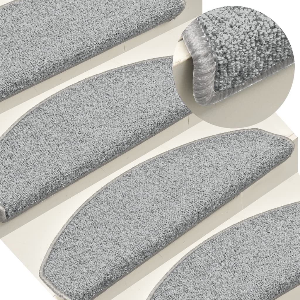 Stair Mats 15 pcs 65x24x4 cm Light Grey Half Round Large