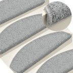 Stair Mats 15 pcs 65x24x4 cm Light Grey Half Round Large