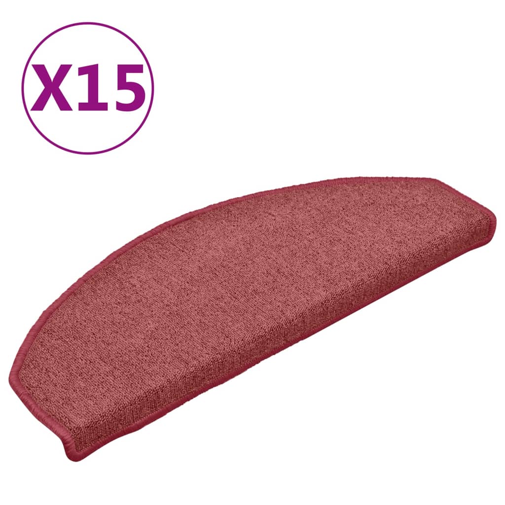 Stair Mats 15 pcs 65x24x4 cm Bordeaux Half Round Large