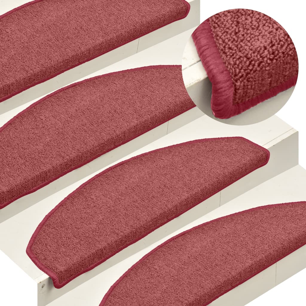 Stair Mats 15 pcs 65x24x4 cm Bordeaux Half Round Large