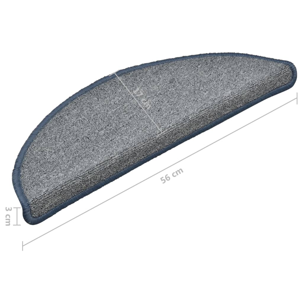 Stair Mats 15 pcs 56x17x3 cm Light Grey and Blue Half Round