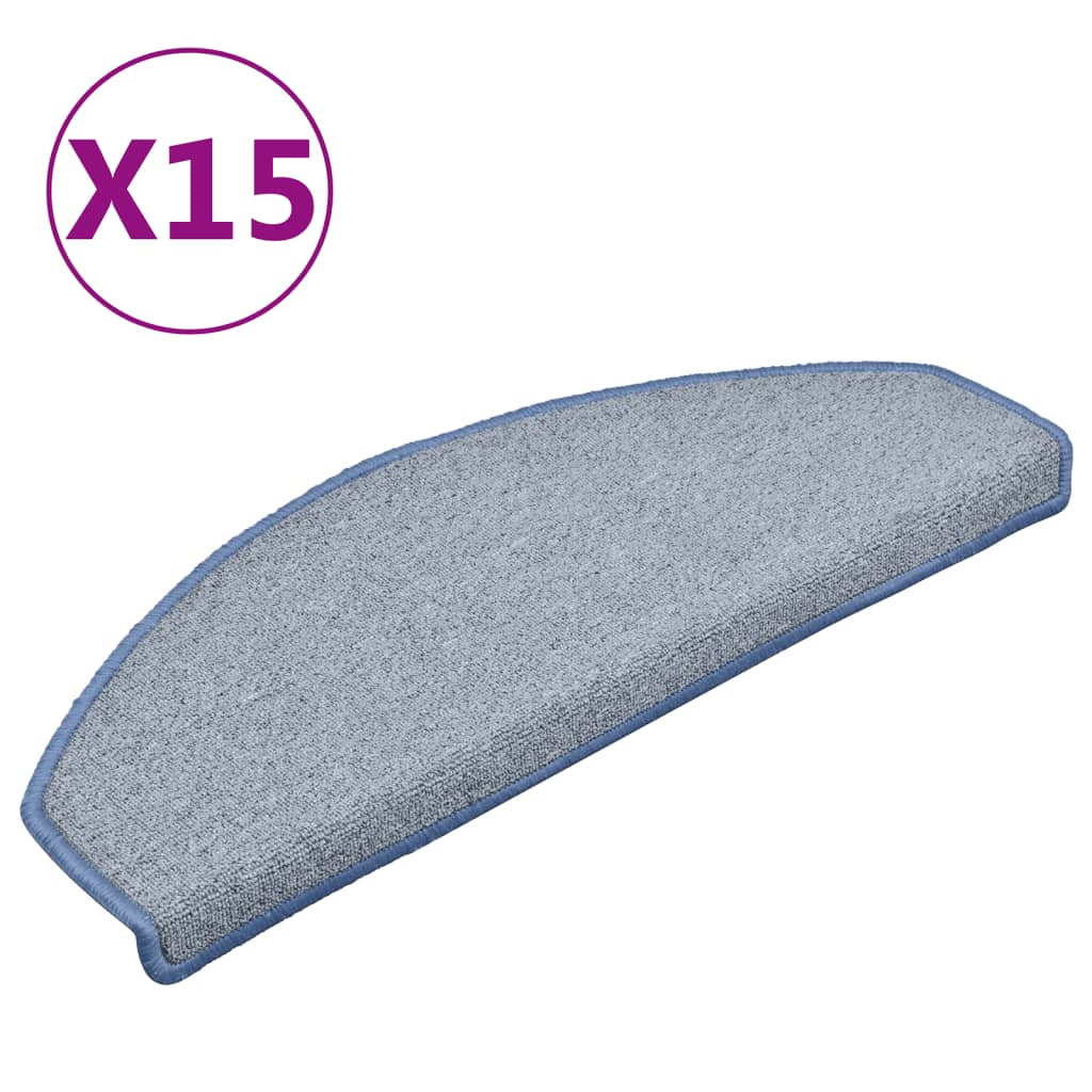 Stair Mats 15 pcs 65x24x4 cm Light Grey and Blue Half Round Large