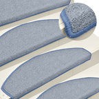 Stair Mats 15 pcs 65x24x4 cm Light Grey and Blue Half Round Large