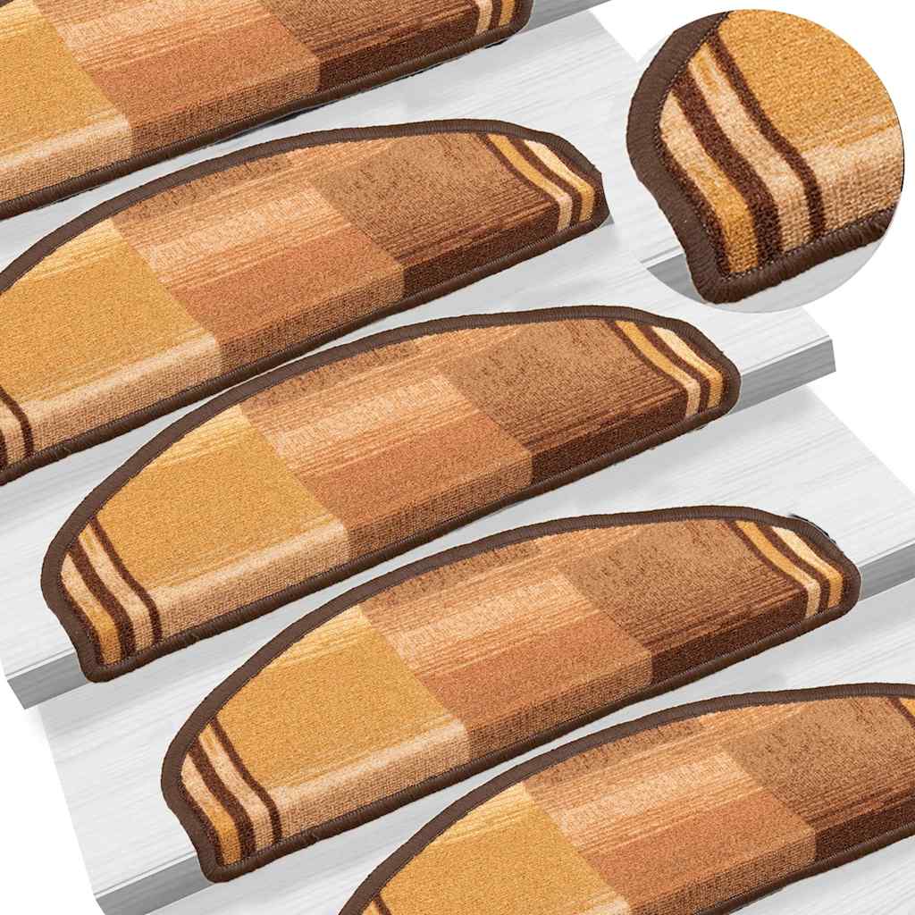 Self-adhesive Stair Mats 15 pcs Brown 65x21x4 cm