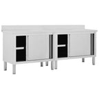 Work Tables With Sliding Doors 2Pcs 240X50X(95-97)Cm Stainless Steel