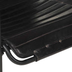 Relaxing Armchair with a Footrest Black Real Leather