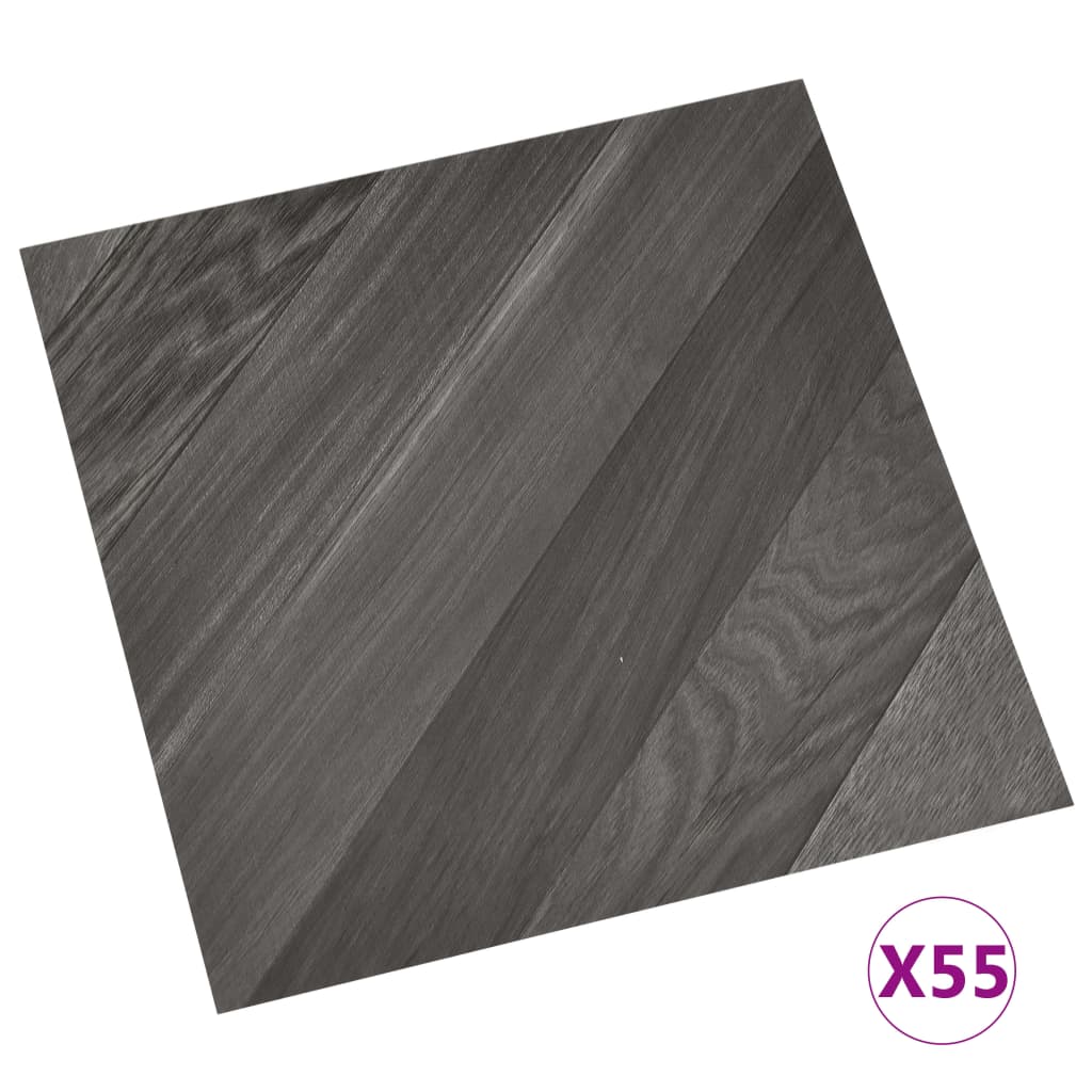 Self-adhesive Flooring Planks 55 pcs PVC 5.11 m² Grey Striped