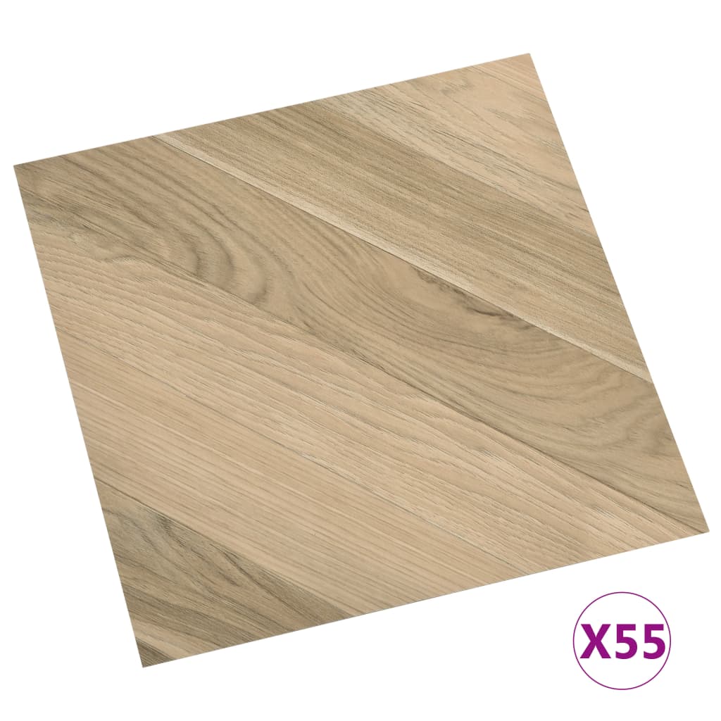 Self-adhesive Flooring Planks 55 pcs PVC 5.11 m² Brown Striped