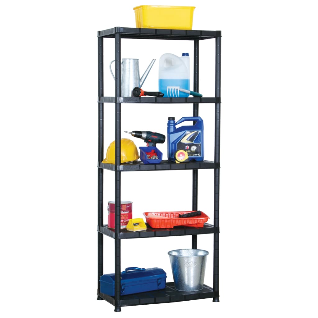 Storage Shelf 5-Tier Black Plastic