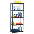 Storage Shelf 5-Tier Black Plastic