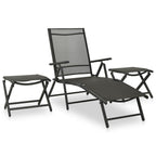 3 Piece Garden Lounge Set Textilene and Aluminium Black