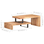 2 Piece Coffee Table Set Solid Acacia Wood