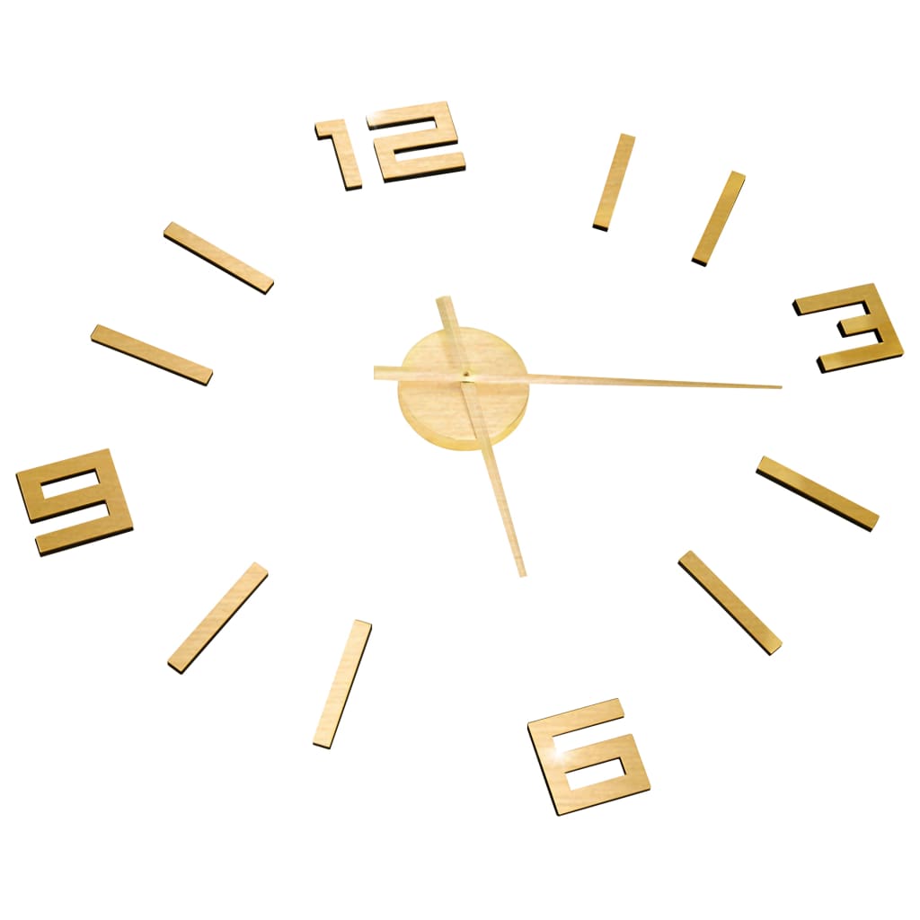 3D Wall Clock Modern Design Gold 100 cm XXL