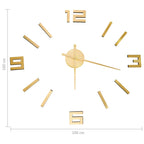 3D Wall Clock Modern Design Gold 100 cm XXL