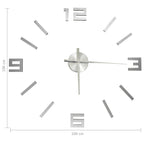 3D Wall Clock Modern Design Silver 100 cm XXL