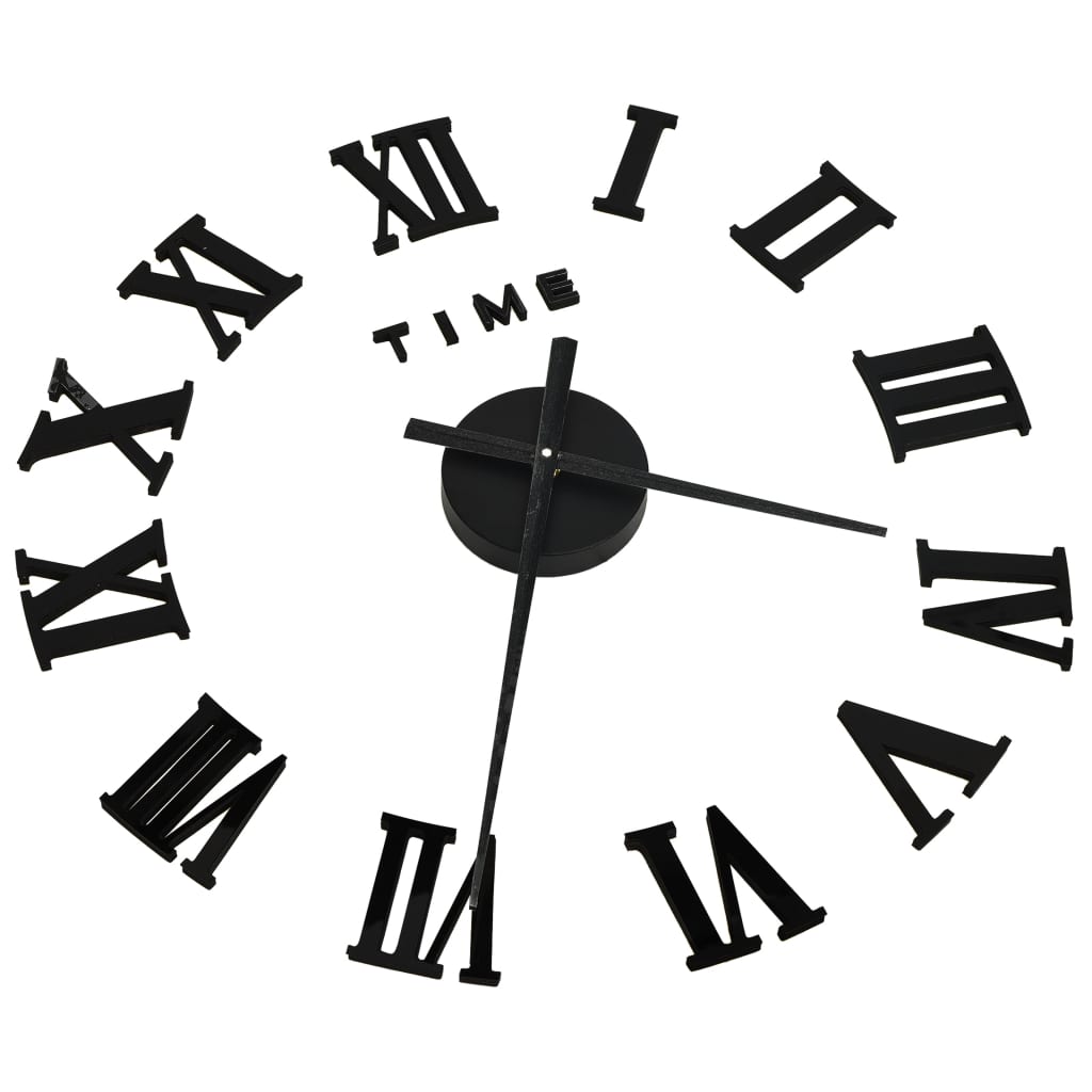 3D Wall Clock Modern Design Black 100 cm XXL