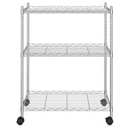3-Tier Storage Rack with Wheels 60x35x81 cm Chrome 150 kg