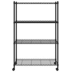 4-Tier Storage Shelf with Wheels 90x35x142 cm Black 200 kg