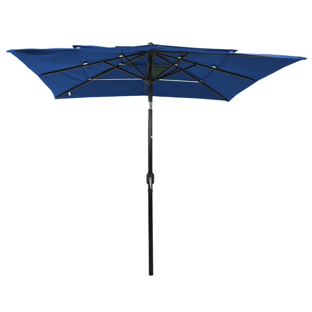3-Tier Garden Parasol with Aluminium Pole Azure Blue 2.5x2.5 m