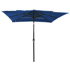 3-Tier Garden Parasol with Aluminium Pole Azure Blue 2.5x2.5 m