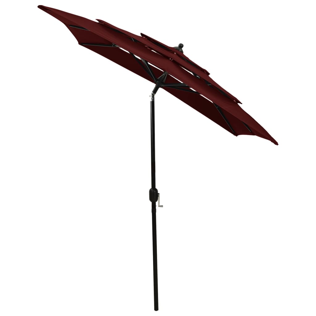 3-Tier Garden Parasol with Aluminium Pole Bordeaux Red 2x2 m