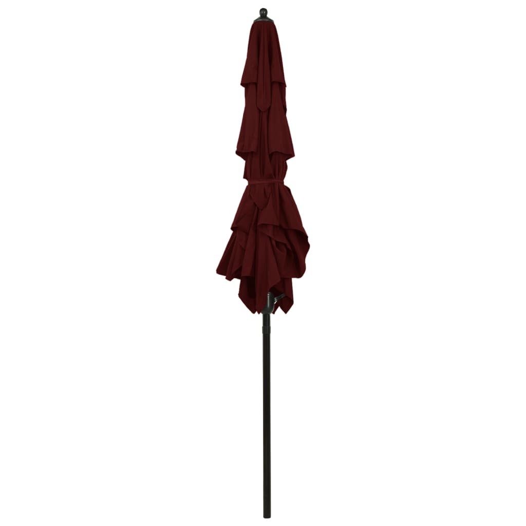3-Tier Garden Parasol with Aluminium Pole Bordeaux Red 2x2 m