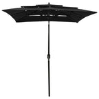 3-Tier Garden Parasol with Aluminium Pole Black 2x2 m