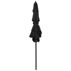 3-Tier Garden Parasol with Aluminium Pole Black 2x2 m